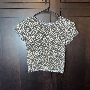 American Eagle Leopard Print Baby Tee